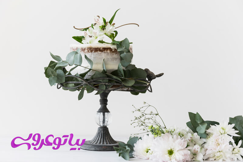 تزیین کیک عروسی با گل